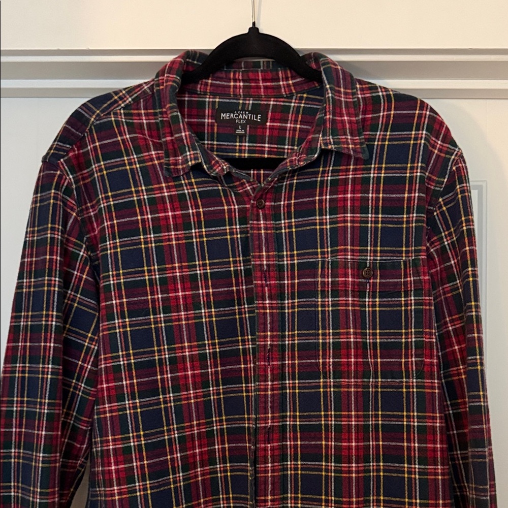 J. Crew Red and Navy Plaid Button-Down Shirt